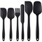6 Piece Set with One Piece Design, Nonstick Rubber Spatula Kitchen with Stainless Steel Core for Cooking, Baking, and Mixing - Black